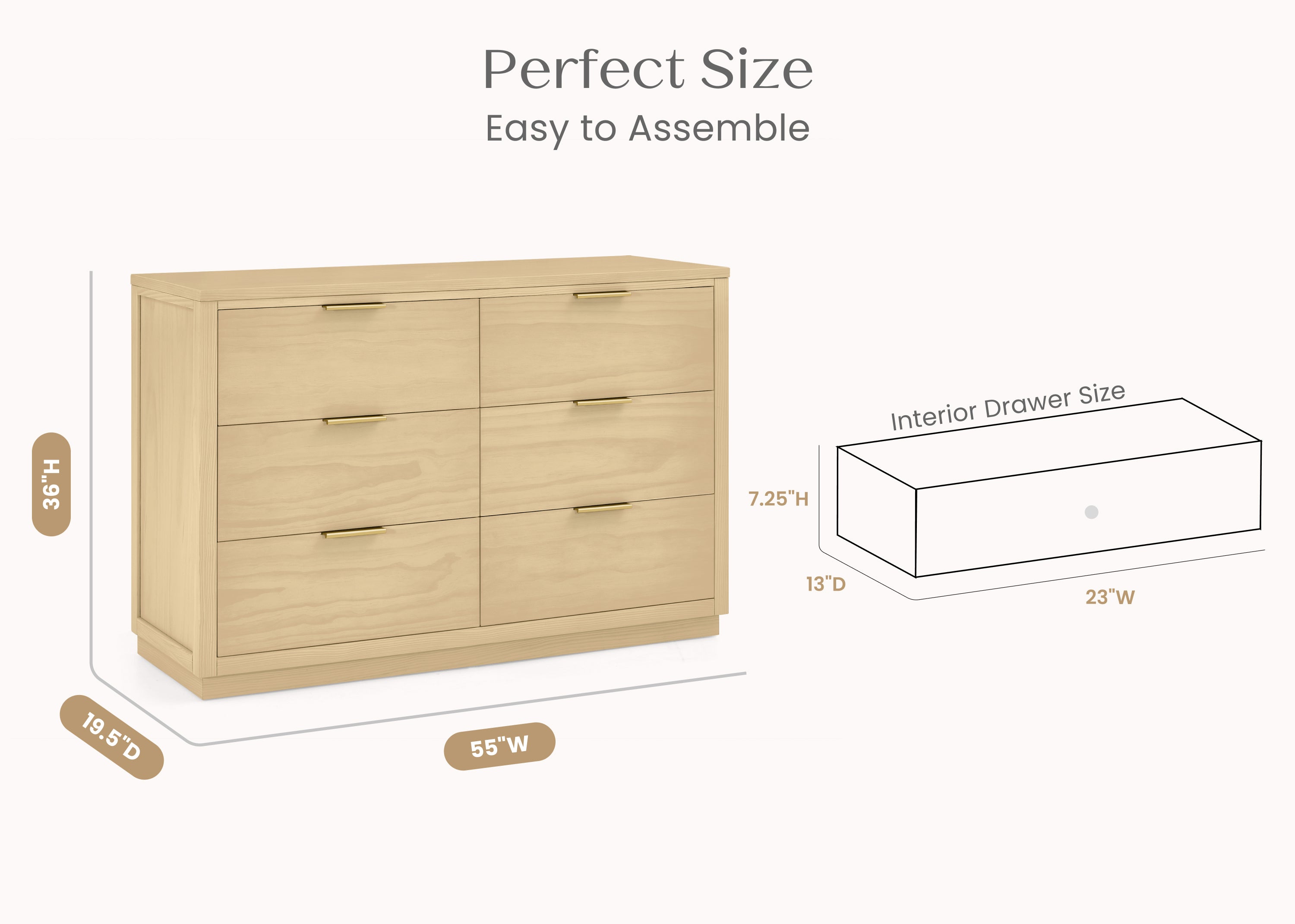 Forever 6 Drawer Dresser with Interlocking Drawers - Naturals