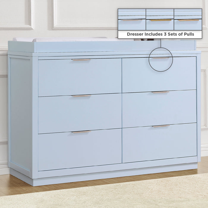 W201660 1528 Forever 6Dr Dresser Cloud Blue lifestyle 101 2-Forever 6 Drawer Dresser with Changing Top and Interlocking Drawers - Classic Collection