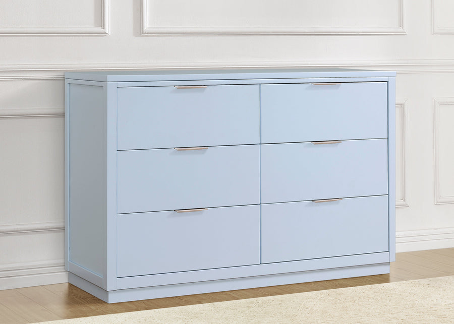 Cloud Blue (1528) 1-Forever 6 Drawer Dresser with Changing Top and Interlocking Drawers - Classic Collection