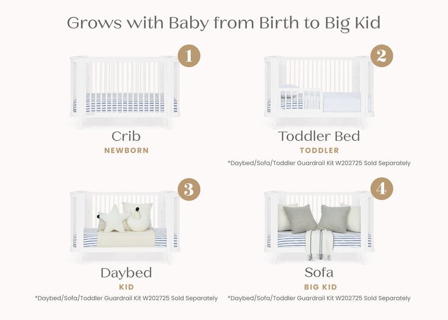 Bianca White (130) 3-Noah 4-in-1 Convertible Crib