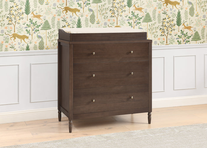Serena 3 Drawer Dresser with Changing Top and Interlocking DrawersTeak Brown (1526)