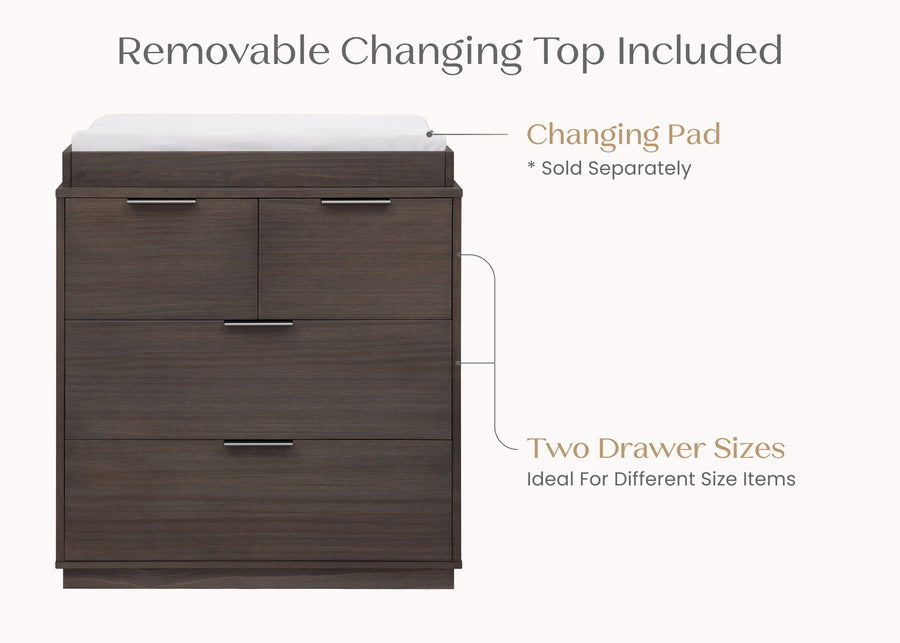 Rustic Grey (084) 68-Forever 4 Drawer Dresser with Changing Top and Interlocking Drawers - Naturals Collection
