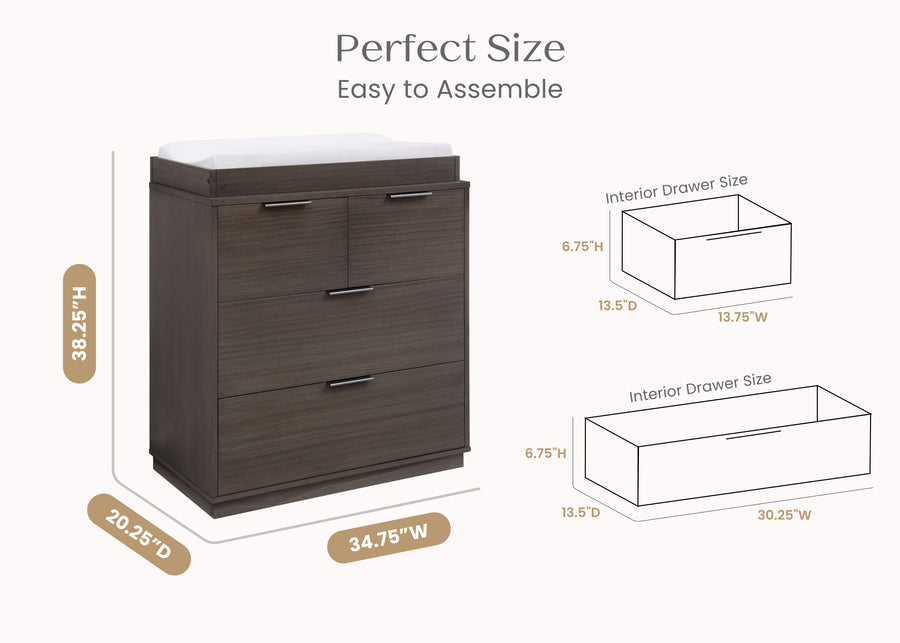 Rustic Grey (084) 70-Forever 4 Drawer Dresser with Changing Top and Interlocking Drawers - Naturals Collection