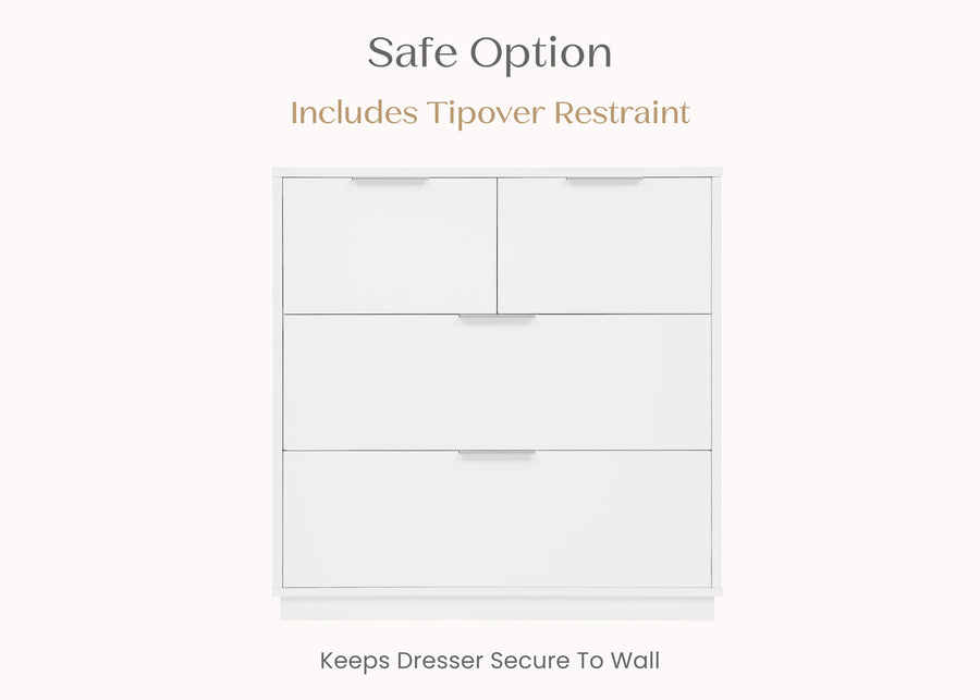 Bianca White (130) 7-Forever 4 Drawer Dresser with Changing Top and Interlocking Drawers - Classic Collection