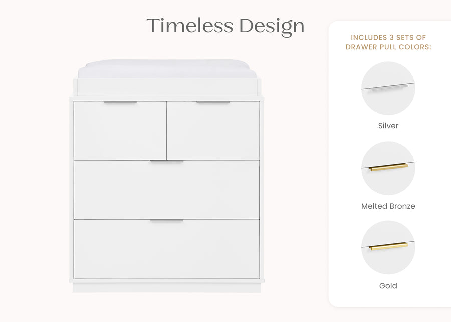 Bianca White (130) 8-Forever 4 Drawer Dresser with Changing Top and Interlocking Drawers - Classic Collection