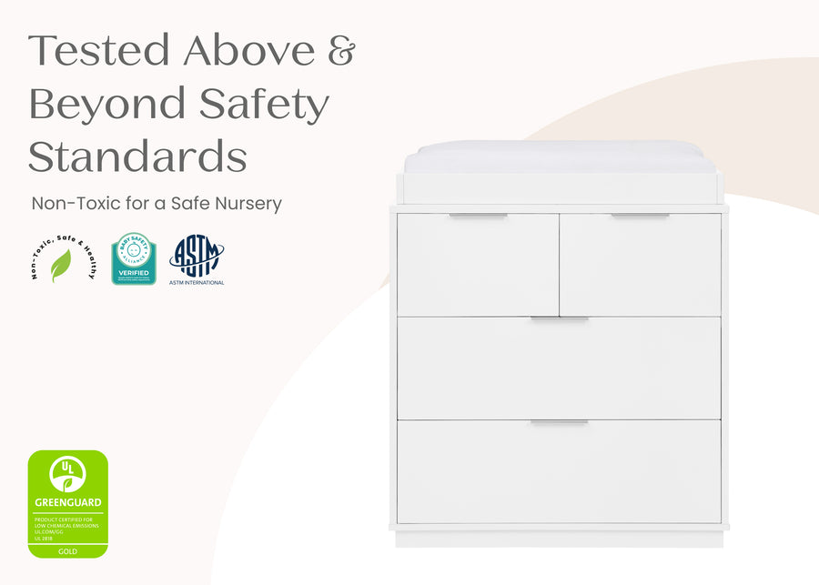 Bianca White (130) 9-Forever 4 Drawer Dresser with Changing Top and Interlocking Drawers - Classic Collection