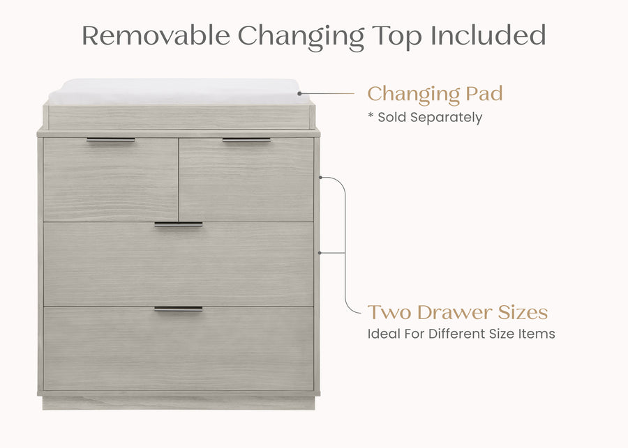 Rustic Mist (1373) 54-Forever 4 Drawer Dresser with Changing Top and Interlocking Drawers - Naturals Collection