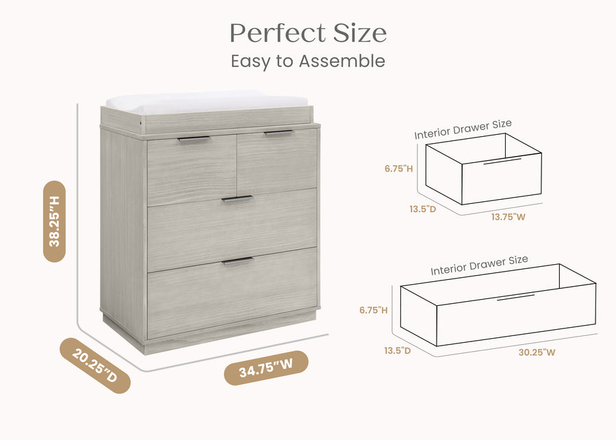 Rustic Mist (1373) 56-Forever 4 Drawer Dresser with Changing Top and Interlocking Drawers - Naturals Collection