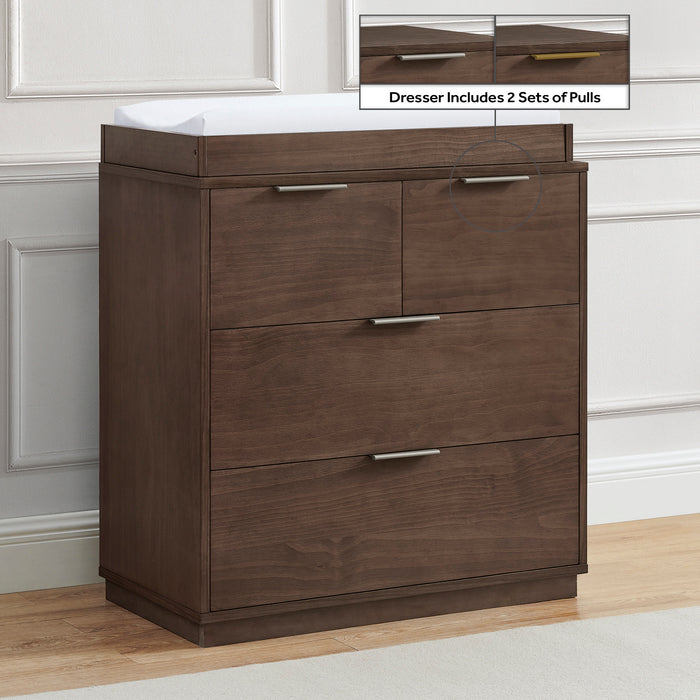 W205040 1526 Forever 4Dr Dresser Teak Brown Lifestyle 101 1-Forever 4 Drawer Dresser with Changing Top and Interlocking Drawers - Naturals Collection