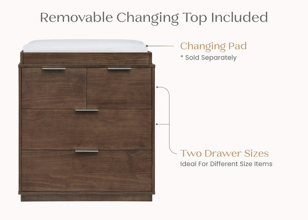 delta children teak brown dresser Forever 4 Drawer Dresser with Changing Top and Interlocking Drawers