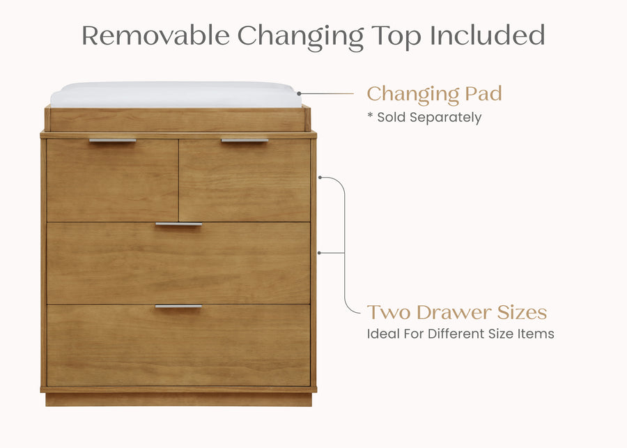 Acorn (755) 3-Forever 4 Drawer Dresser with Changing Top and Interlocking Drawers - Naturals Collection
