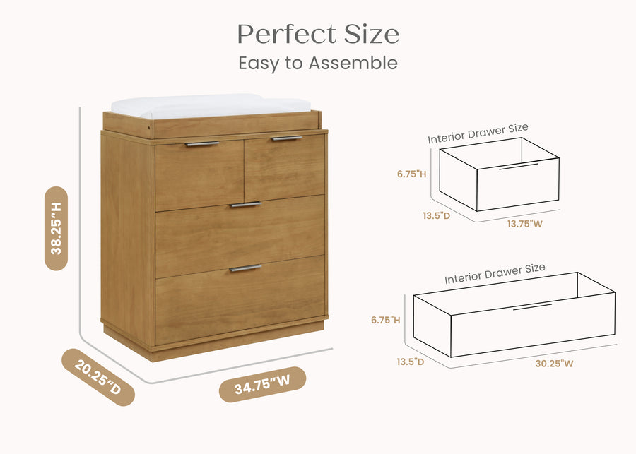 Acorn (755) 5-Forever 4 Drawer Dresser with Changing Top and Interlocking Drawers - Naturals Collection