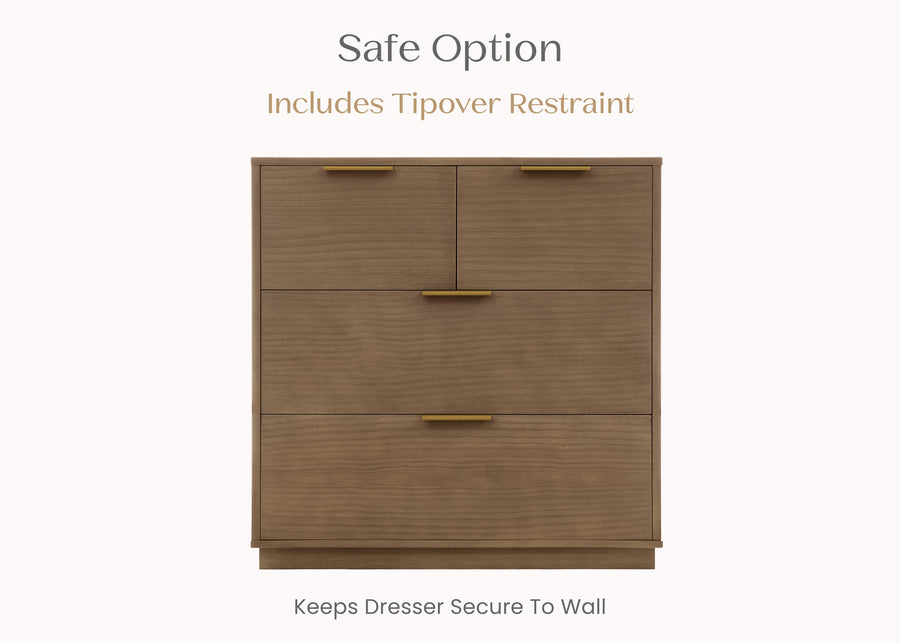 Aged Oak (845) 86-Forever 4 Drawer Dresser with Changing Top and Interlocking Drawers - Naturals Collection