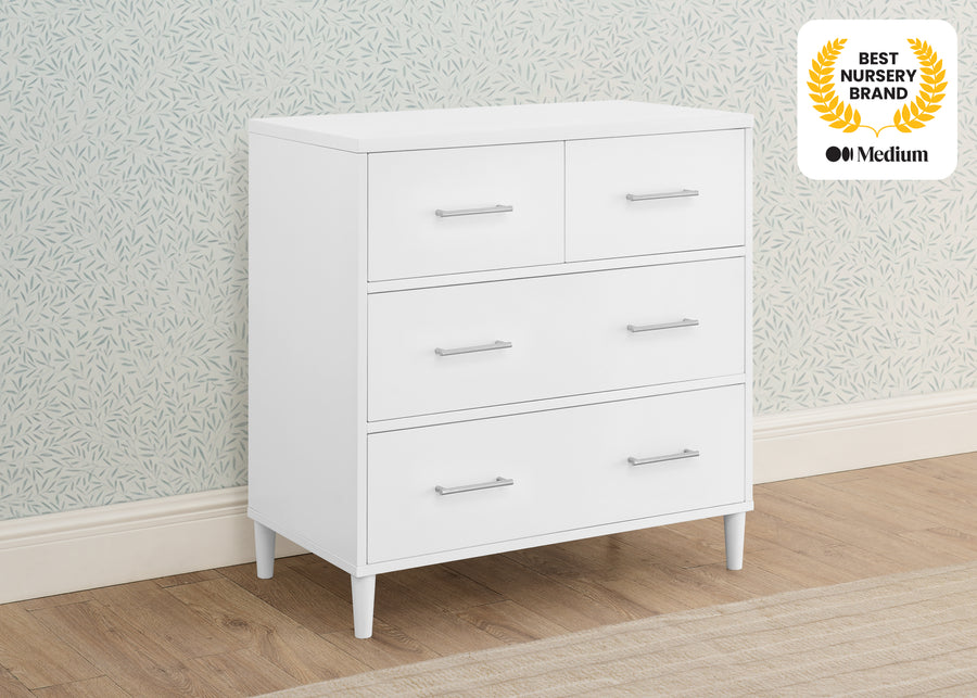 Bianca White (130) 2-Classic 4 Drawer Dresser with Changing Top and Interlocking Drawers