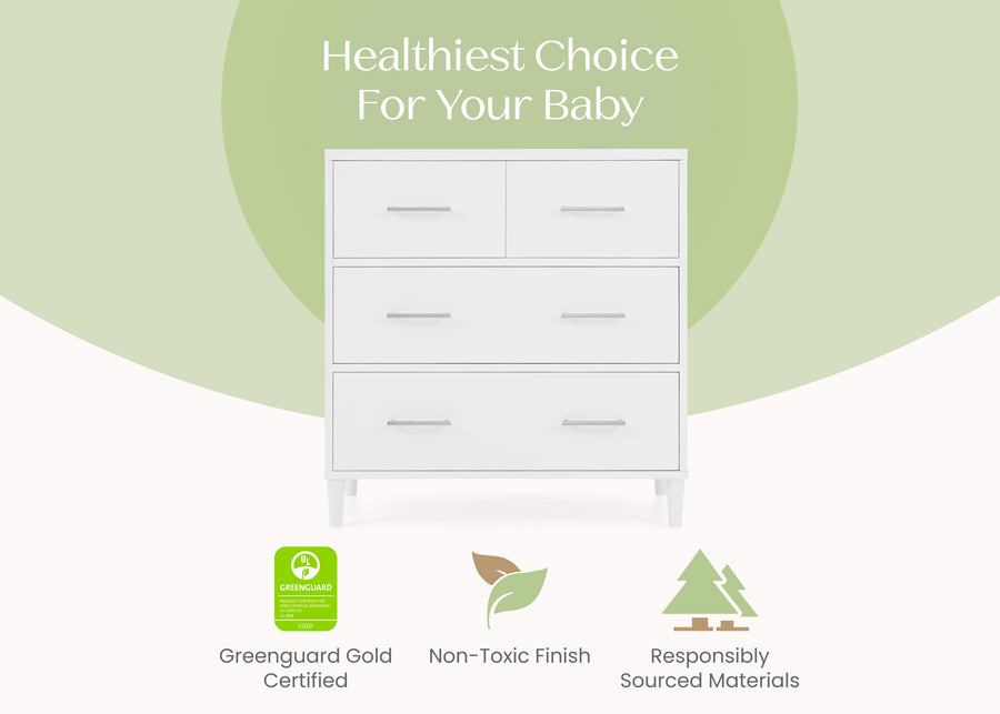 Bianca White (130) 4-Classic 4 Drawer Dresser with Changing Top and Interlocking Drawers