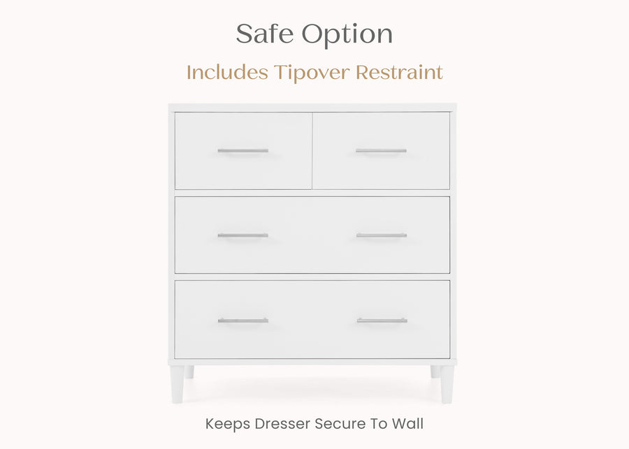 Bianca White (130) 7-Classic 4 Drawer Dresser with Changing Top and Interlocking Drawers