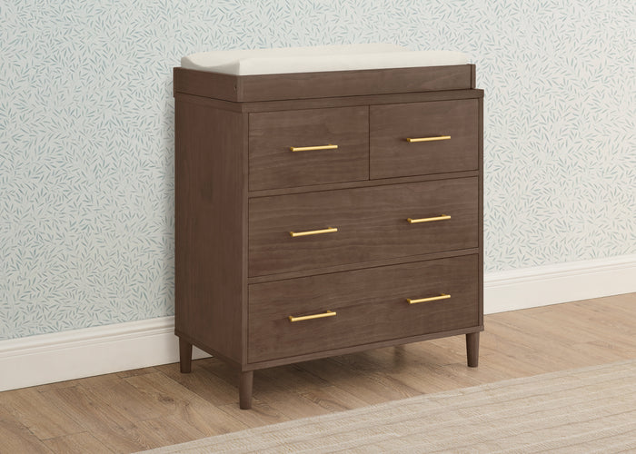 Classic 4 Drawer Dresser with Changing Top and Interlocking DrawersTeak Brown (1526)