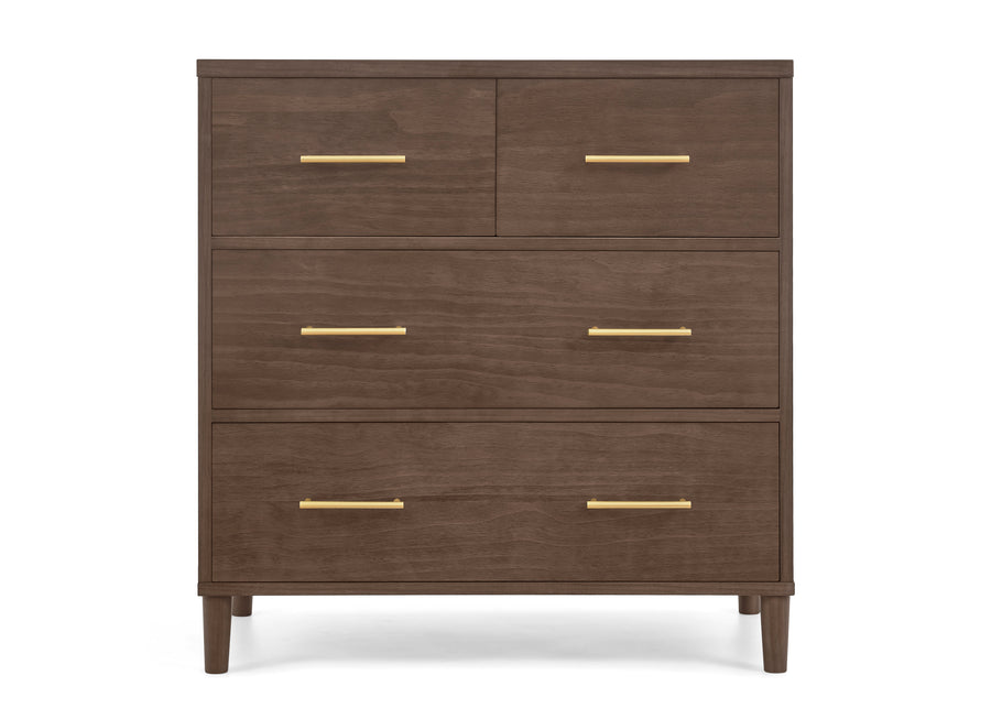 Teak Brown (1526) 44-Classic 4 Drawer Dresser with Changing Top and Interlocking Drawers