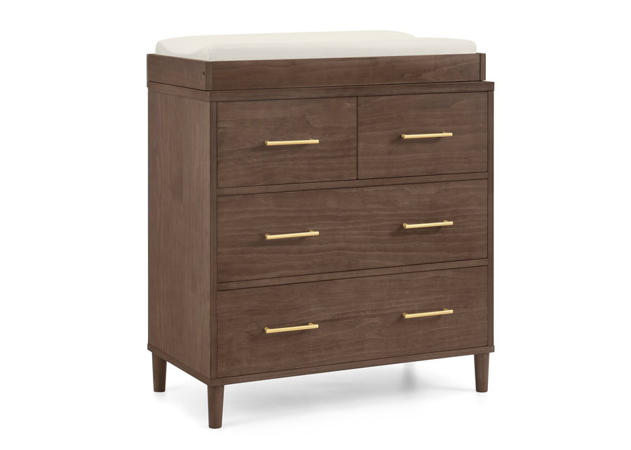 Teak Brown (1526) 43-Classic 4 Drawer Dresser with Changing Top and Interlocking Drawers