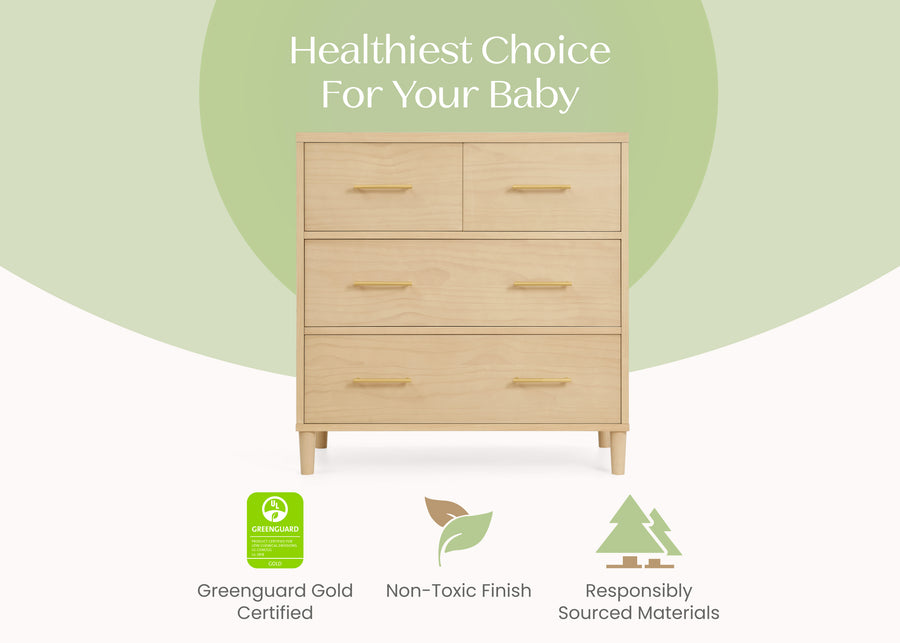 Natural Sandstone (1544) 52-Classic 4 Drawer Dresser with Changing Top and Interlocking Drawers