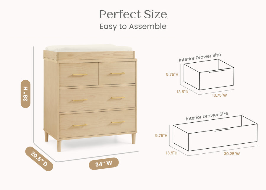 Natural Sandstone (1544) 53-Classic 4 Drawer Dresser with Changing Top and Interlocking Drawers