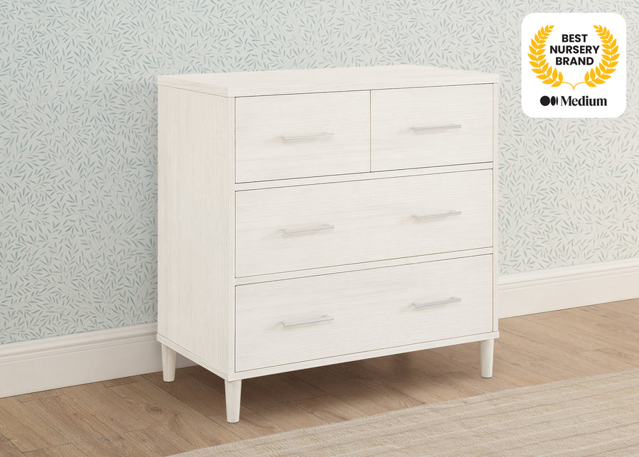 Antique White (1545) 69-Classic 4 Drawer Dresser with Changing Top and Interlocking Drawers