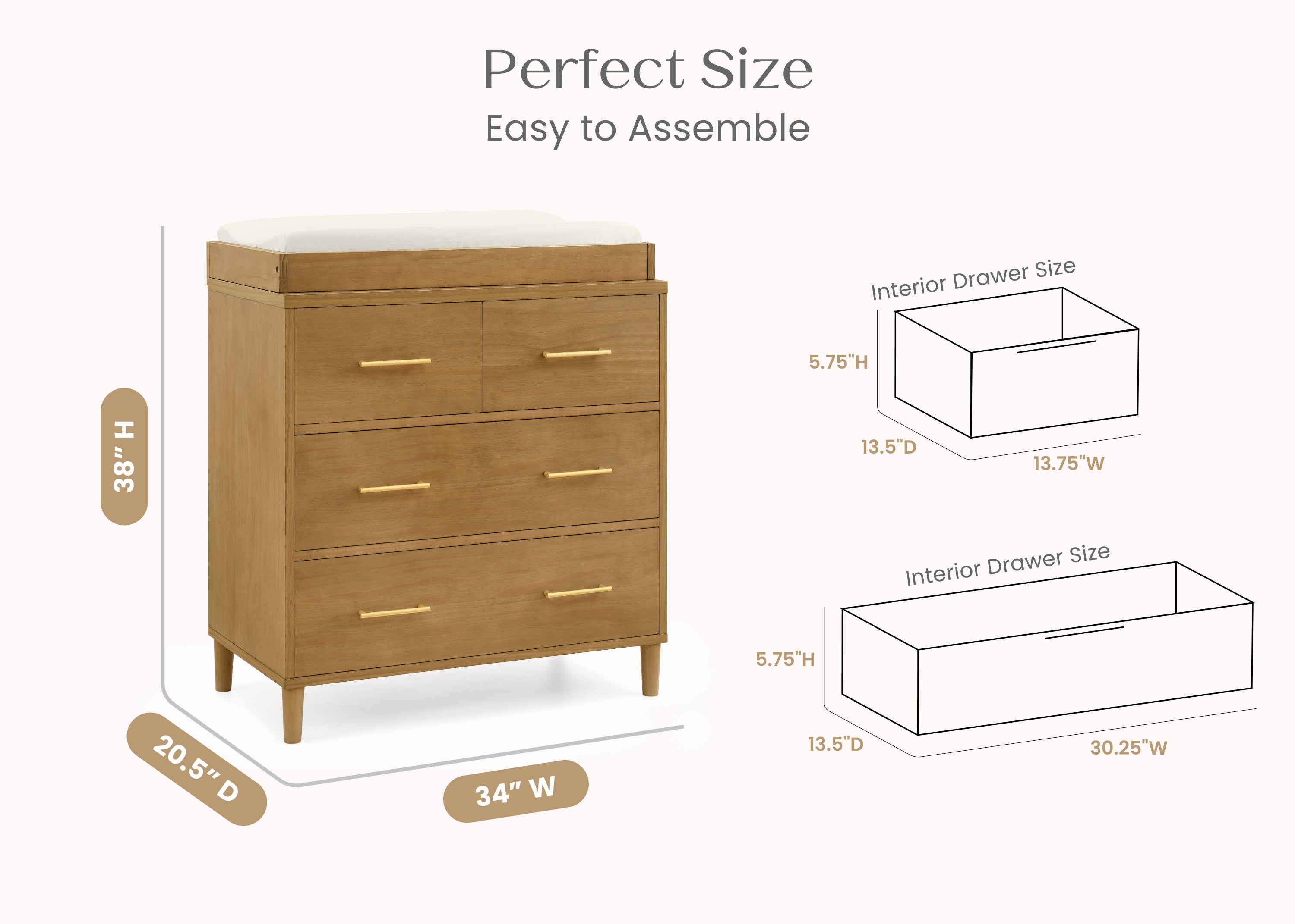Classic 4 Drawer Dresser with Changing Top and Interlocking
