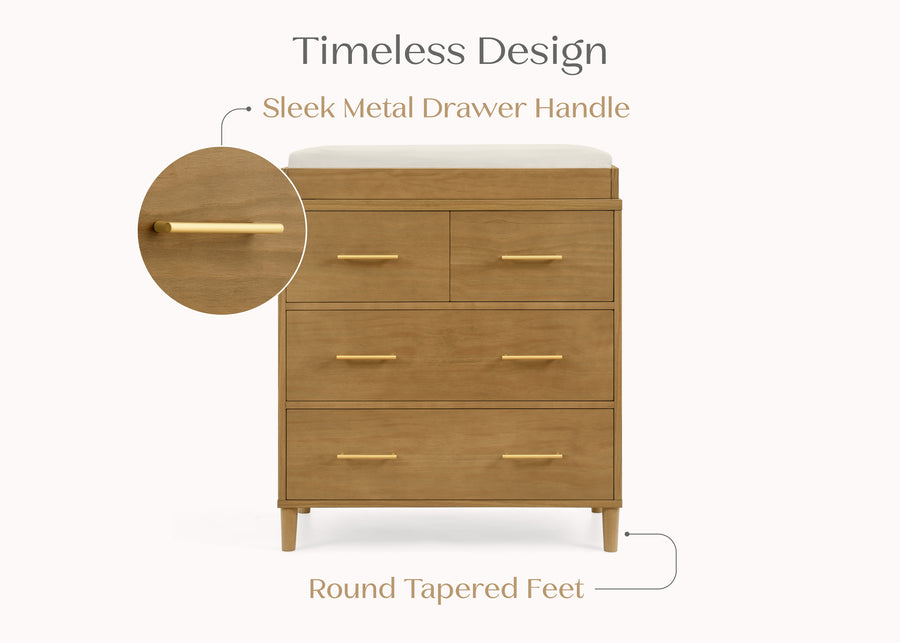 Acorn (755) 24-Classic 4 Drawer Dresser with Changing Top and Interlocking Drawers