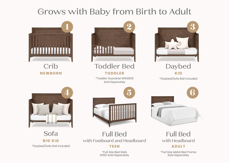 Teak Brown (1526) 21-Kendall 6-in-1 Convertible Crib