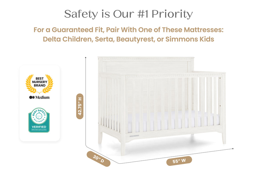 Antique White (1545) 7-Kendall 6-in-1 Convertible Crib