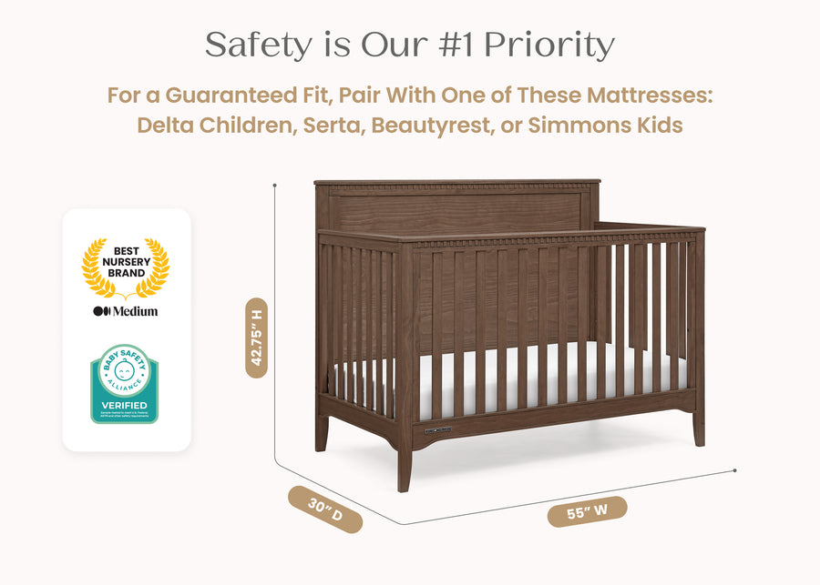 Teak Brown (1526) 24-Kendall 6-in-1 Convertible Crib