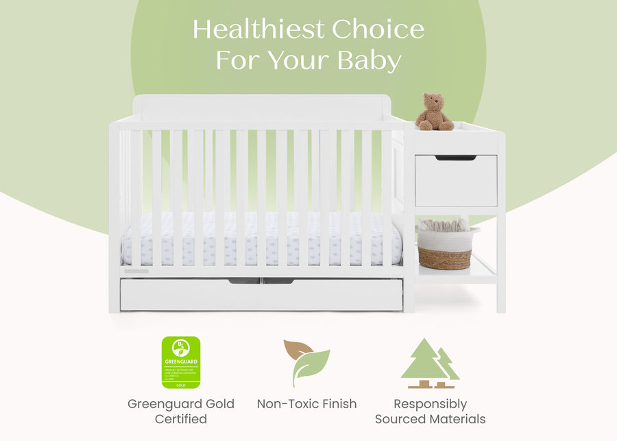 Bianca White (130) 34-Maya 5-in-1 Convertible Crib and Changer with Storage