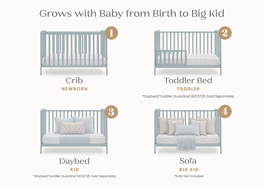 Porcelain Blue (1591) 40-Emmie 4-in-1 Convertible Crib