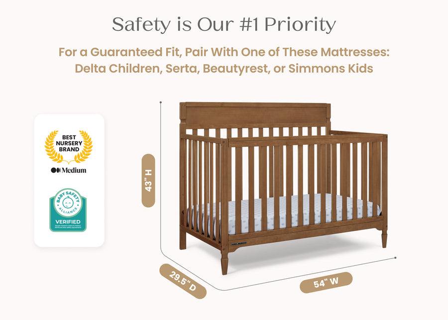 Chestnut (836) 25-Elliot 6-in-1 Convertible Crib