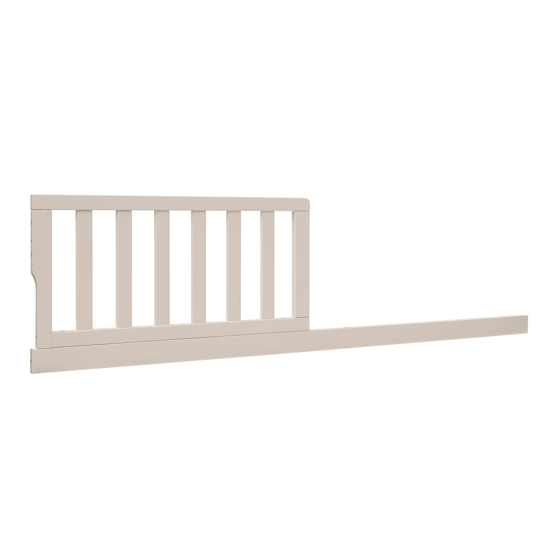 A single nursery crib safety guard rail shown from a three-quarter angle against a solid white background.