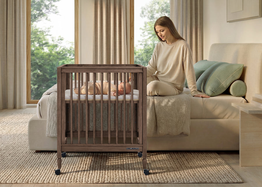 Teak Brown (1526) 2-Grow With Me 9-in-1 Convertible Bassinet to Crib