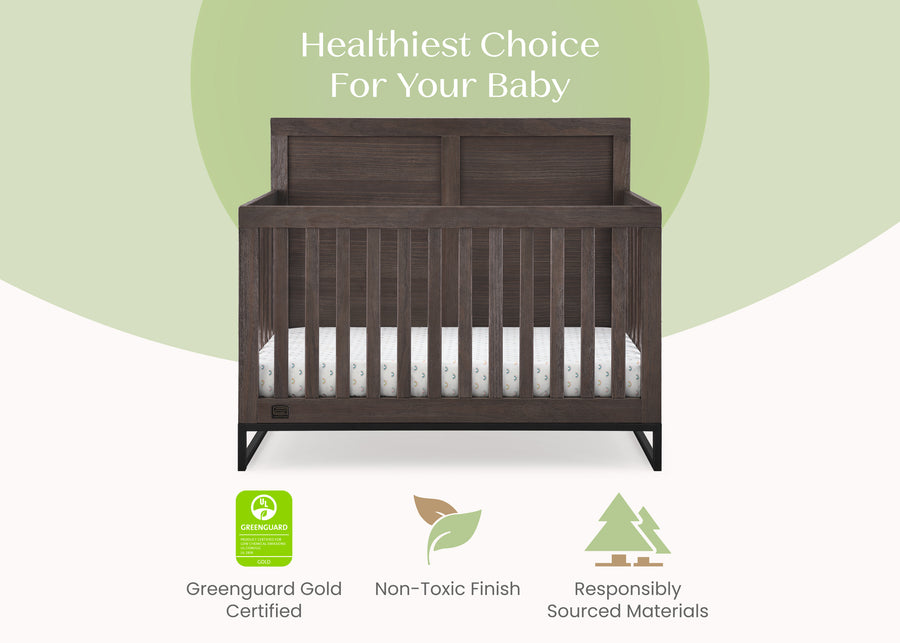 Rustic Grey with Matte Black (1469) 4-Foundry 6-in-1 Convertible Crib