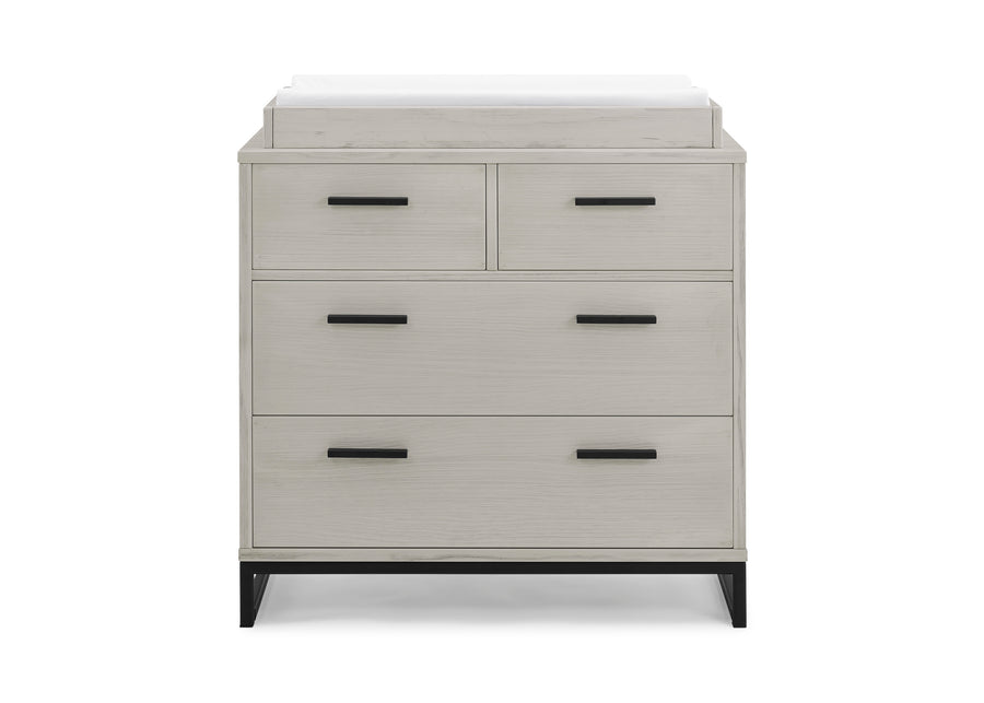 Rustic Mist with Matte Black (1395) 2-Foundry 4 Drawer Dresser with Changing Top and Interlocking Drawers