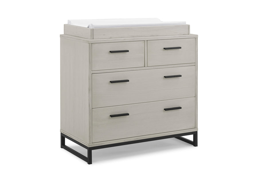 Rustic Mist with Matte Black (1395) 3-Foundry 4 Drawer Dresser with Changing Top and Interlocking Drawers