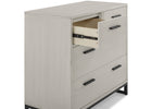 Rustic Mist with Matte Black (1395) 4-Foundry 4 Drawer Dresser with Changing Top and Interlocking Drawers