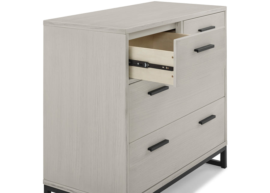Rustic Mist with Matte Black (1395) 4-Foundry 4 Drawer Dresser with Changing Top and Interlocking Drawers