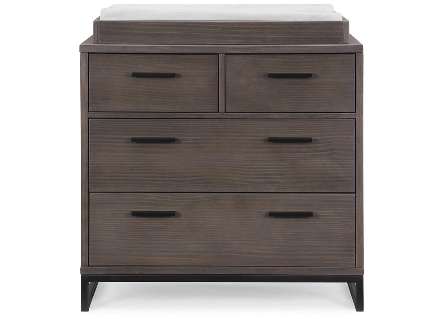 Rustic Grey with Matte Black (1469) 7-Foundry 4 Drawer Dresser with Changing Top and Interlocking Drawers
