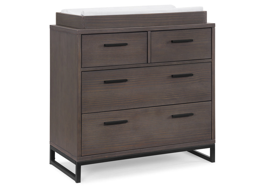 Rustic Grey with Matte Black (1469) 8-Foundry 4 Drawer Dresser with Changing Top and Interlocking Drawers