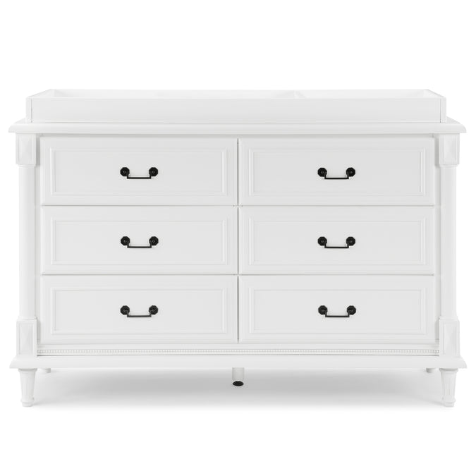 DCB:Bianca White (130) 14-Juliette 6 Drawer Dresser with Changing Top and Interlocking Drawers