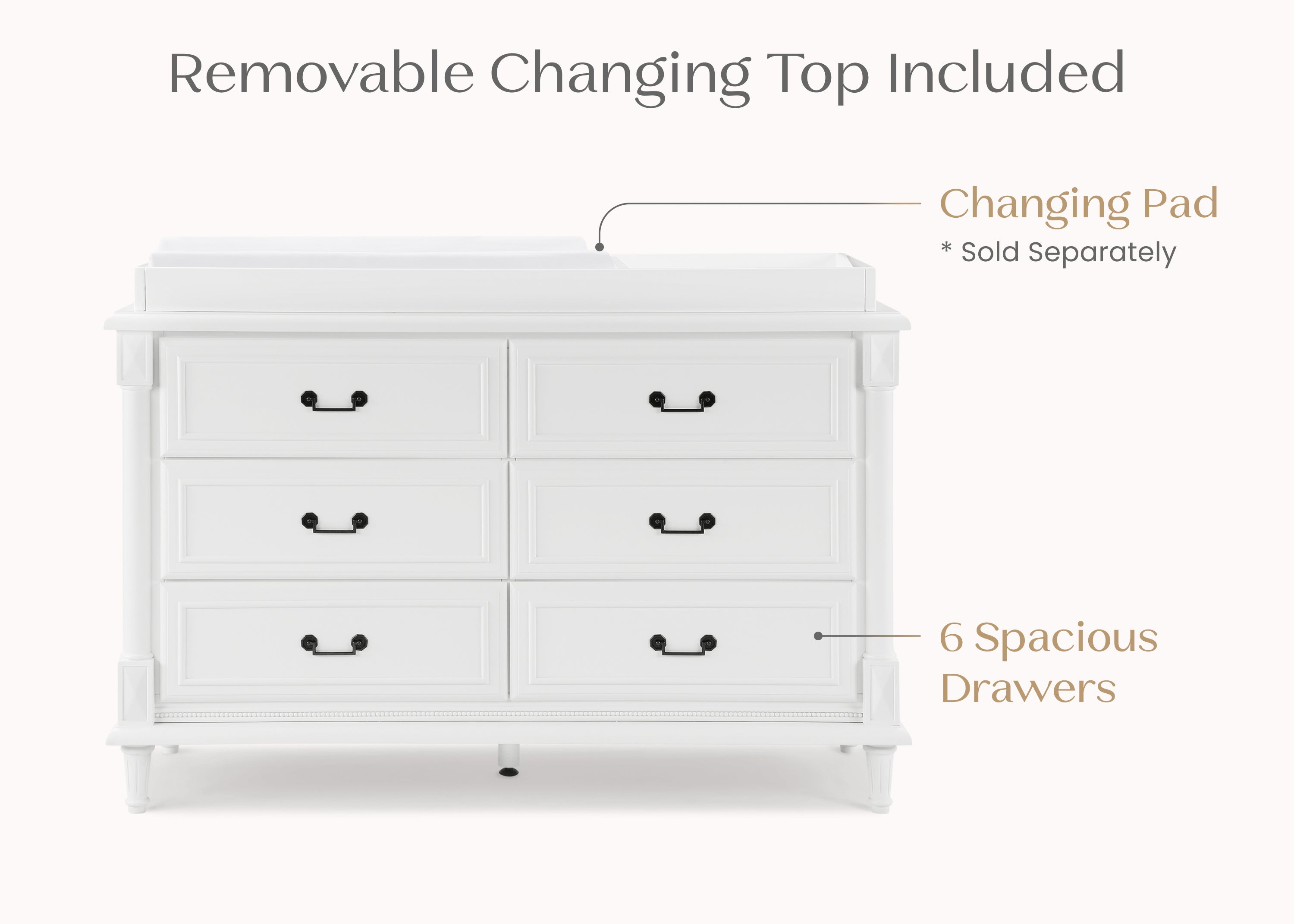 Juliette 6 Drawer Dresser with Changing Top and Interlocking