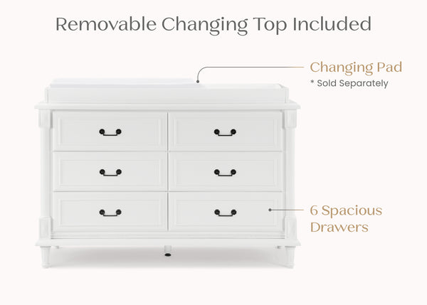 Simmons Kids Juliette 6-Drawer Dresser with Changing Top & Interlocking Drawer Simmons Kids Juliette 6-Drawer Dresser with Changing Top & Interlocking Drawer