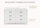 Bianca White (130) 3-Juliette 6 Drawer Dresser with Changing Top and Interlocking Drawers