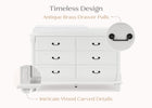 Bianca White (130) 8-Juliette 6 Drawer Dresser with Changing Top and Interlocking Drawers