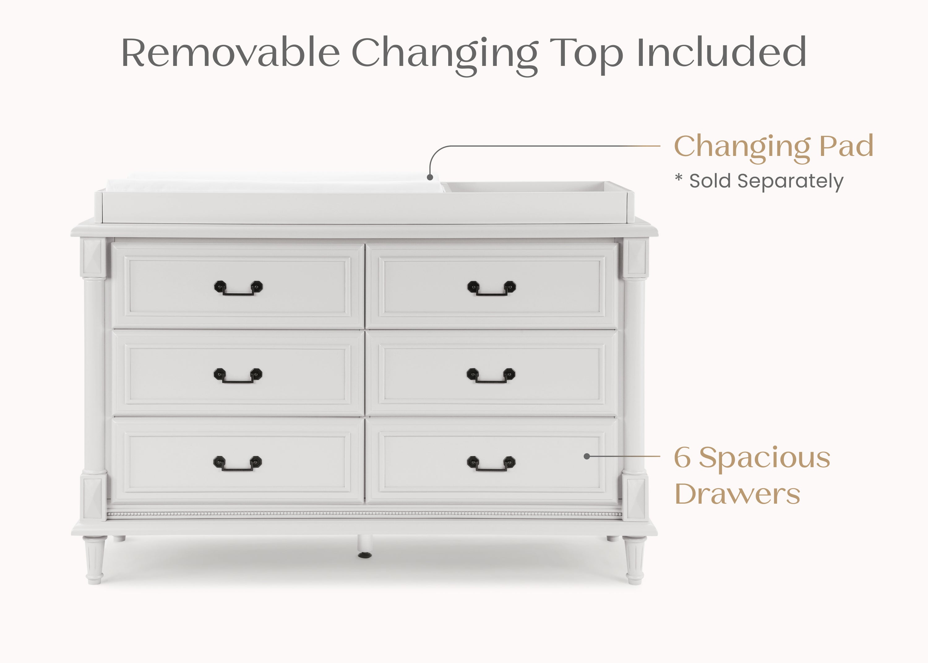 Juliette 6 Drawer Dresser with Changing Top and Interlocking