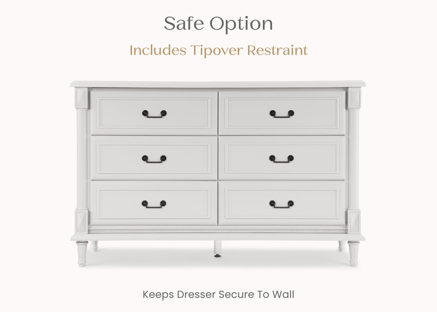 Moonstruck Grey (1351) 21-Juliette 6 Drawer Dresser with Changing Top and Interlocking Drawers